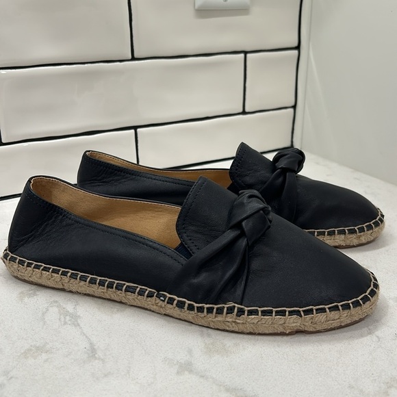 Talbots Izzy Knot Nappa Espadrille Flats Leather Black Round Toe Size 10 NWT - Picture 4 of 16